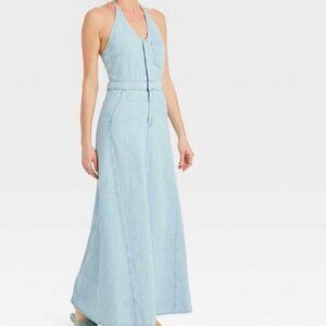 Universal Thread Blue Sleeveless Halter Maxi Dress